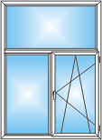 окно Т-образное с одной поворотно-откидной створкой и глухой верхней частью