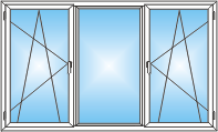 Окно трехстворчатое с двумя поворотно-откидными створками