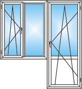 Балконный блок с двухстворчатым окном с одной поворотно-откидной створкой