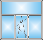 окно Т-образное с центральной поворотно-откидной створкой и глухой верхней частью